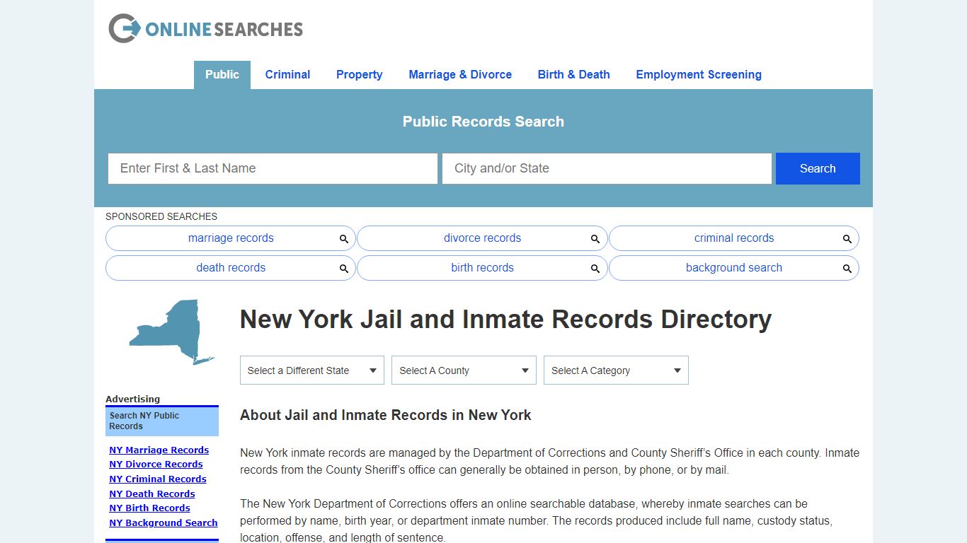 New York Jail and Inmate Records Search Directory - OnlineSearches.com